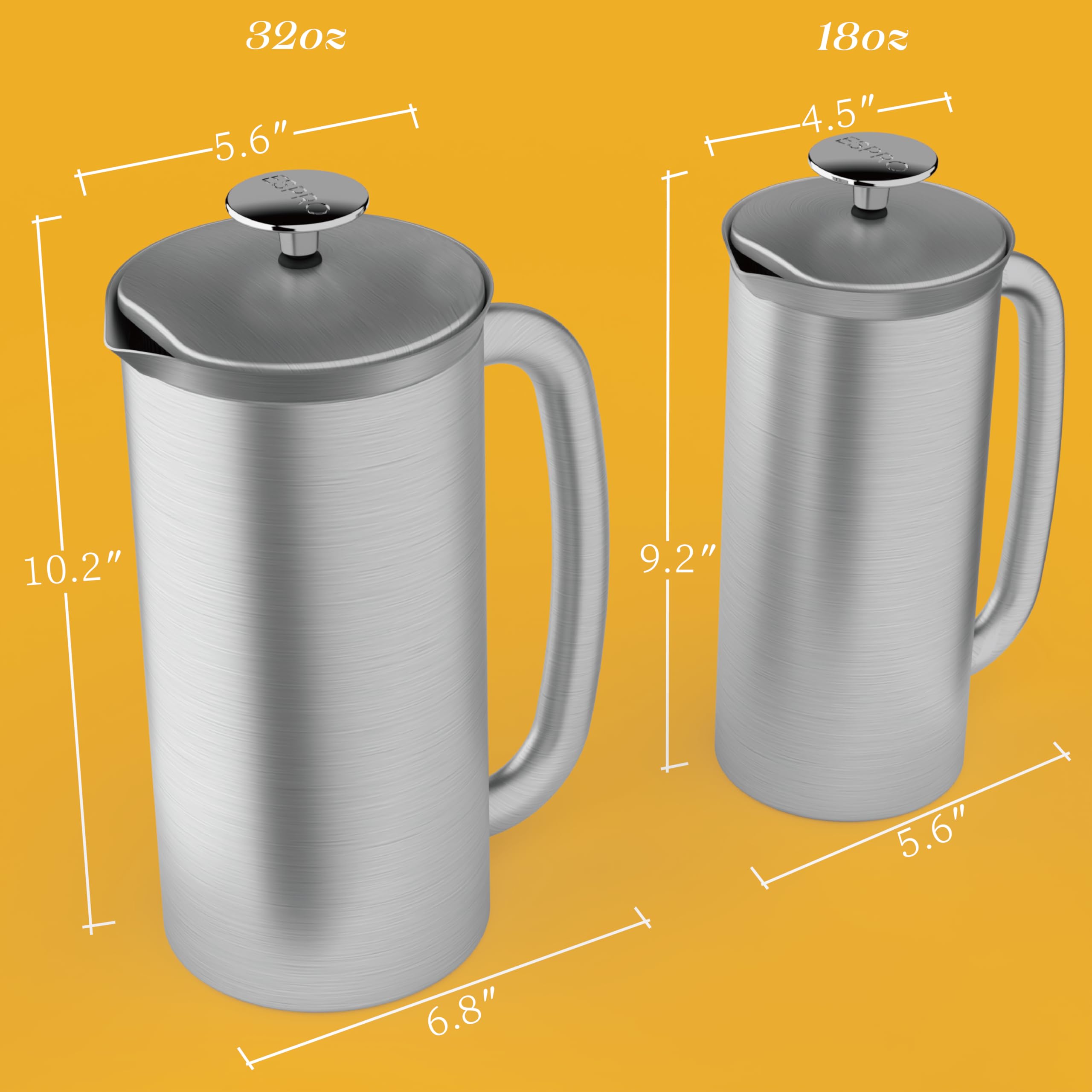 Espro P7 heat retention double-wall design keeps beverages hot longer.