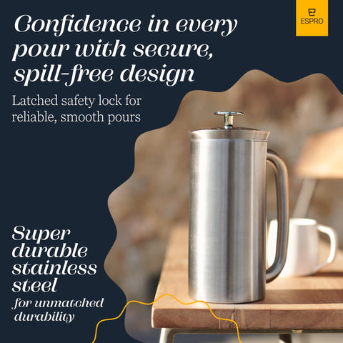 ESPRO P7 shatterproof stainless steel body for confident pouring