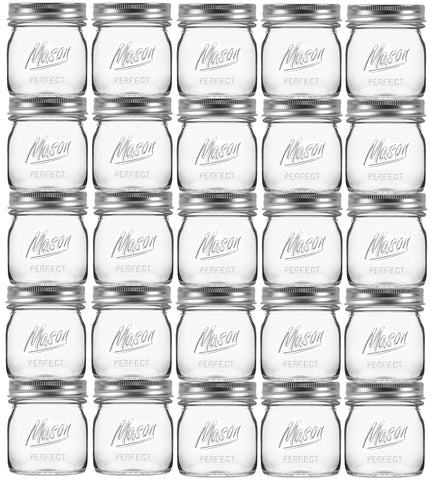 Esrentle 24-pack 8 oz mason jars with regular lids ready for pantry organization.