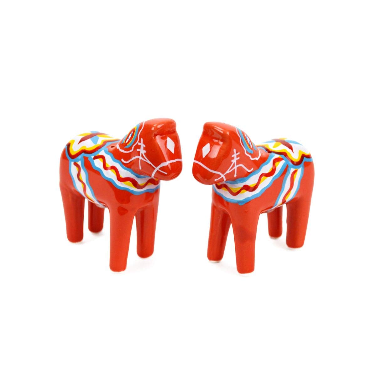 Essence of Europe Gifts Dala Horse salt and pepper shakers for durable kitchen use.