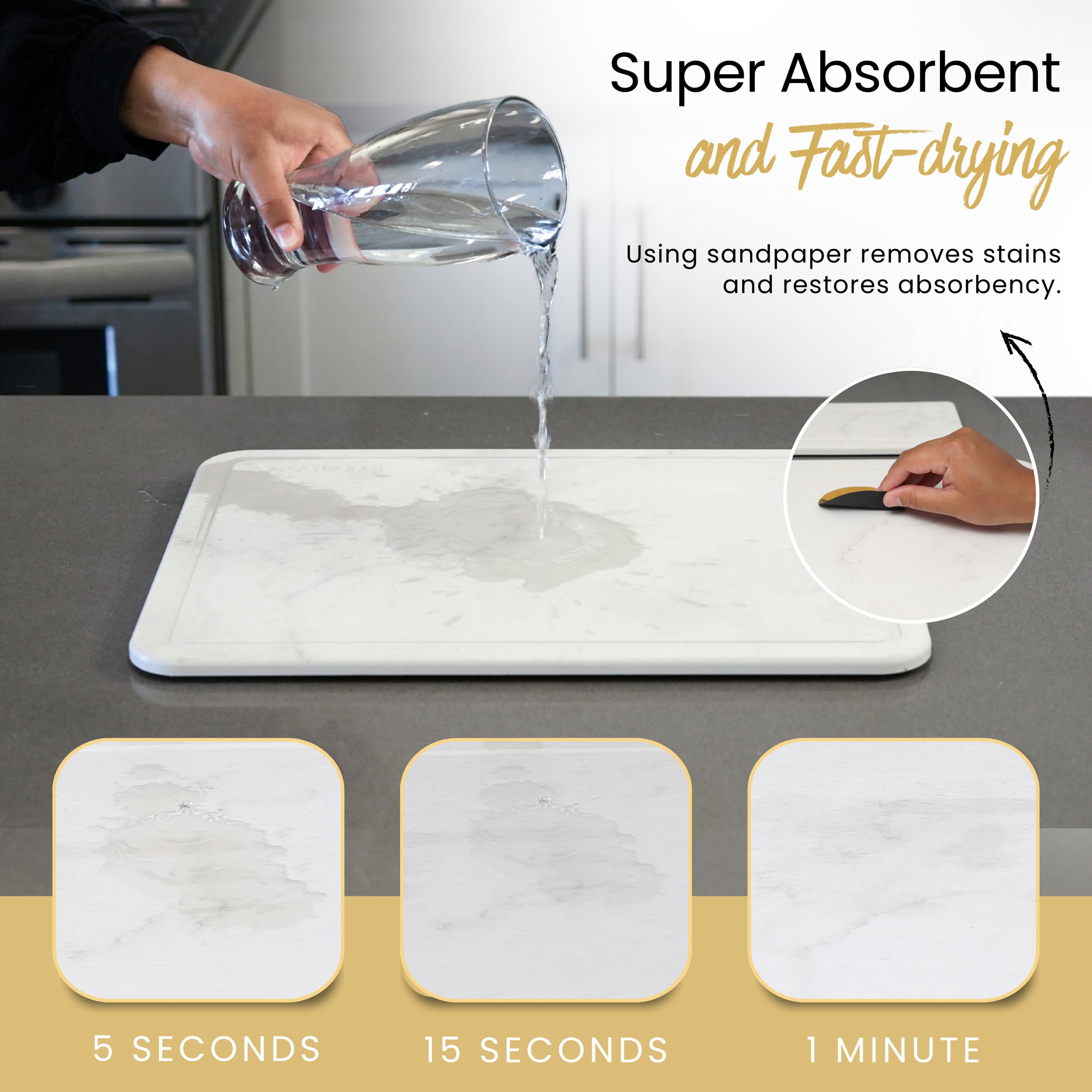 Essencoso non-slip rubber stands keep the mat steady on counters.