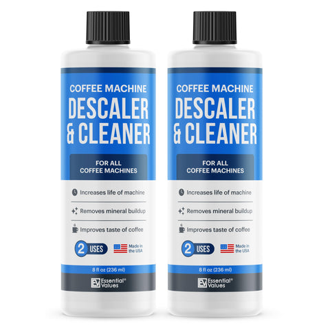 Essential Values Descaling Solution bottle pour removes mineral buildup