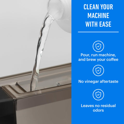 Kettle and espresso machine descaling with Essential Values solution for maintenance use.