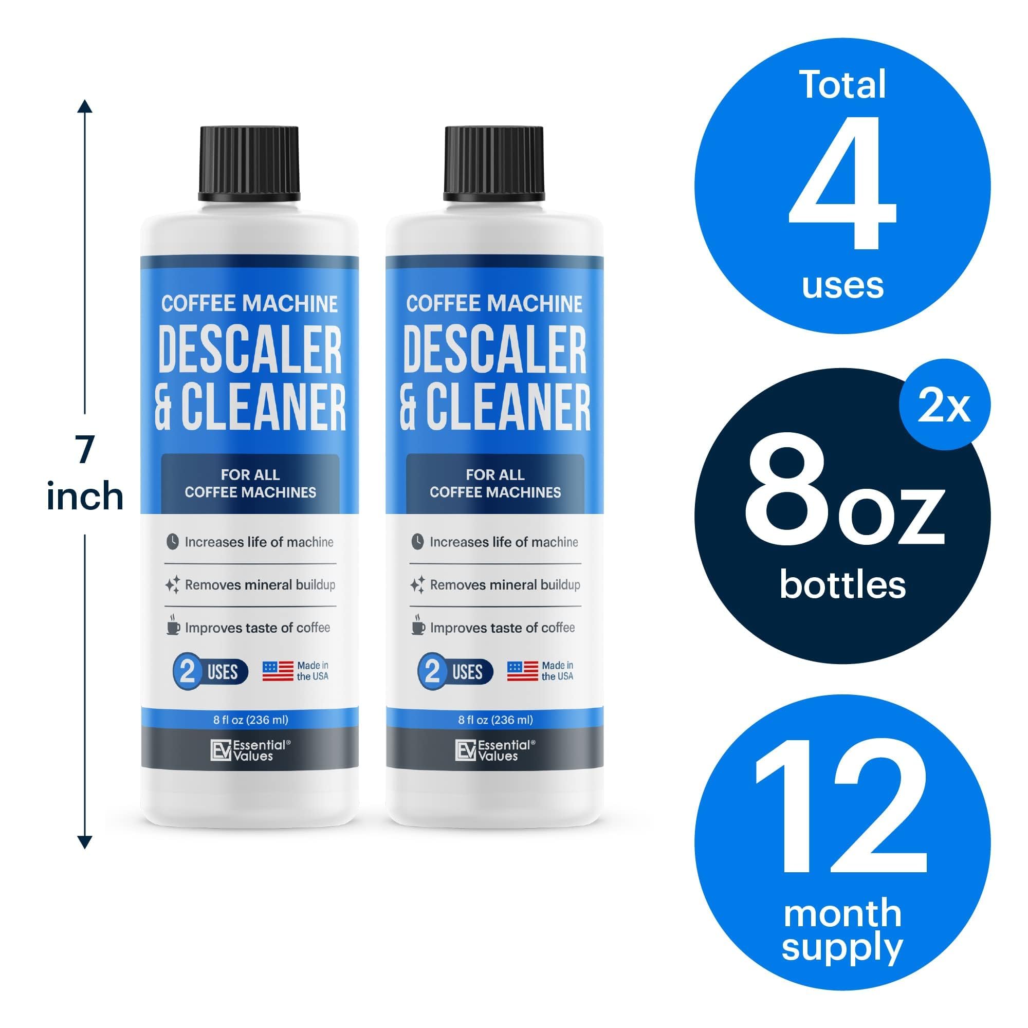 Essential Values liquid descaler shows citric acid cleaning power for appliances