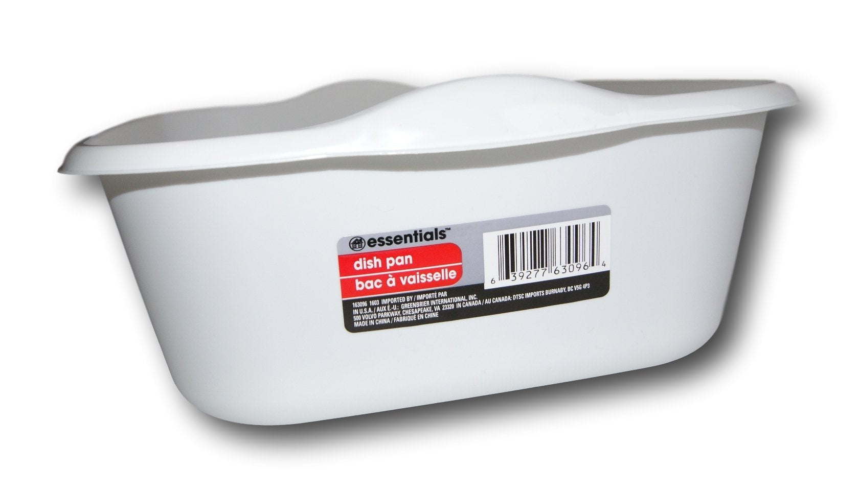 Essentials white dishpan in sink, fits single or double sinks