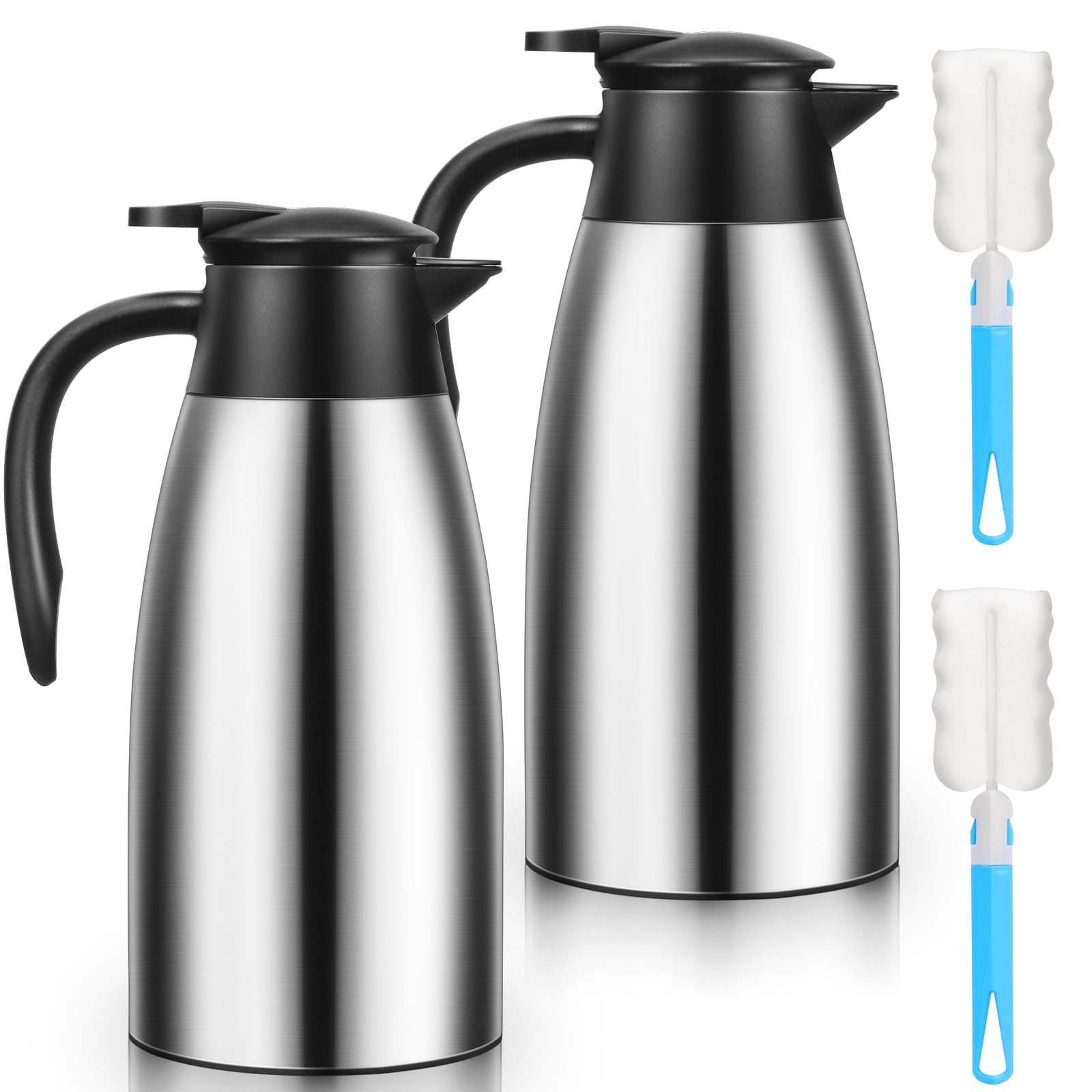 Essenya 68oz thermal carafe with double-wall insulation keeps drinks hot longer.