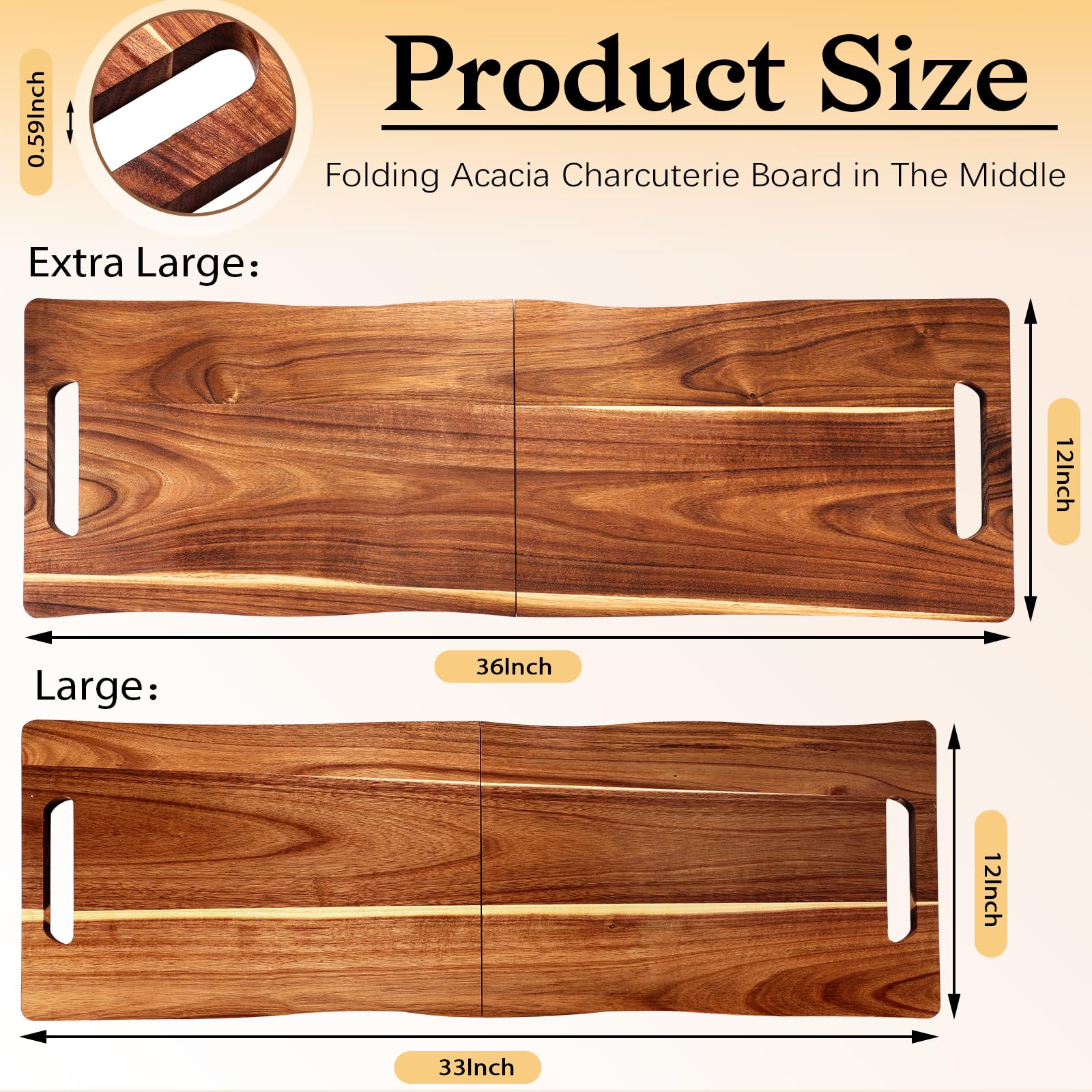 Essenya Acacia charcuterie board 33x12 inches offers ample space for party spreads