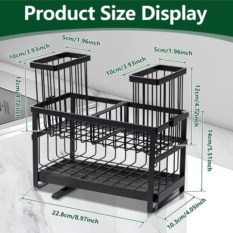 Essovee 2-tier dish brush holder organizes brushes by size for easy access.