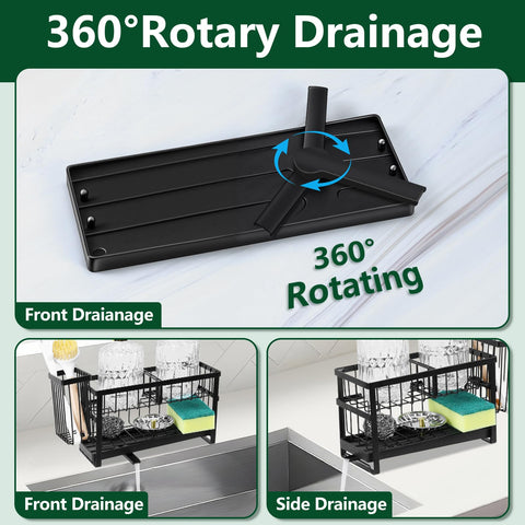Essovee rotatable drain tray drains water back to sink to prevent countertop mess.