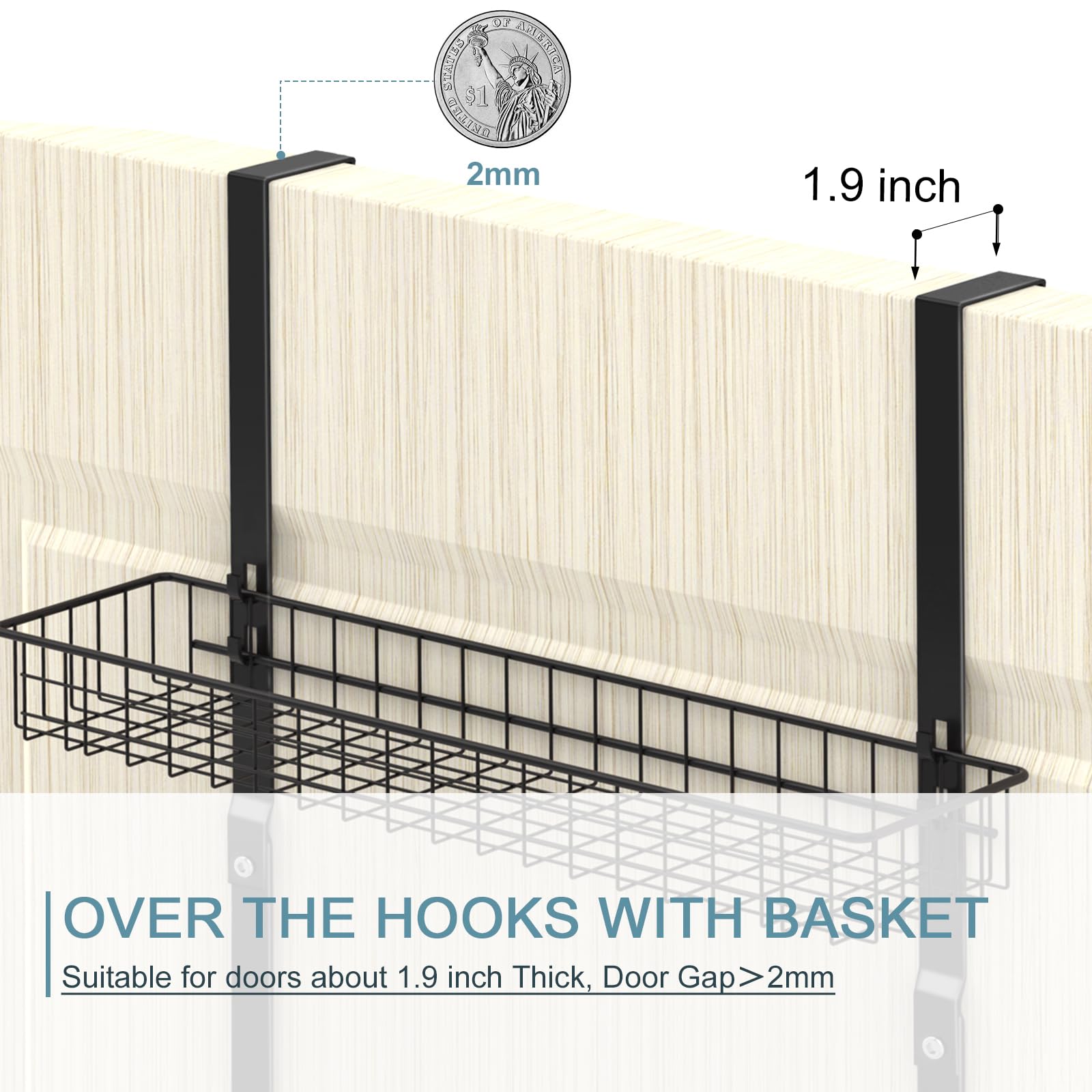 ETELI black metal shelf over door blends with modern decor.