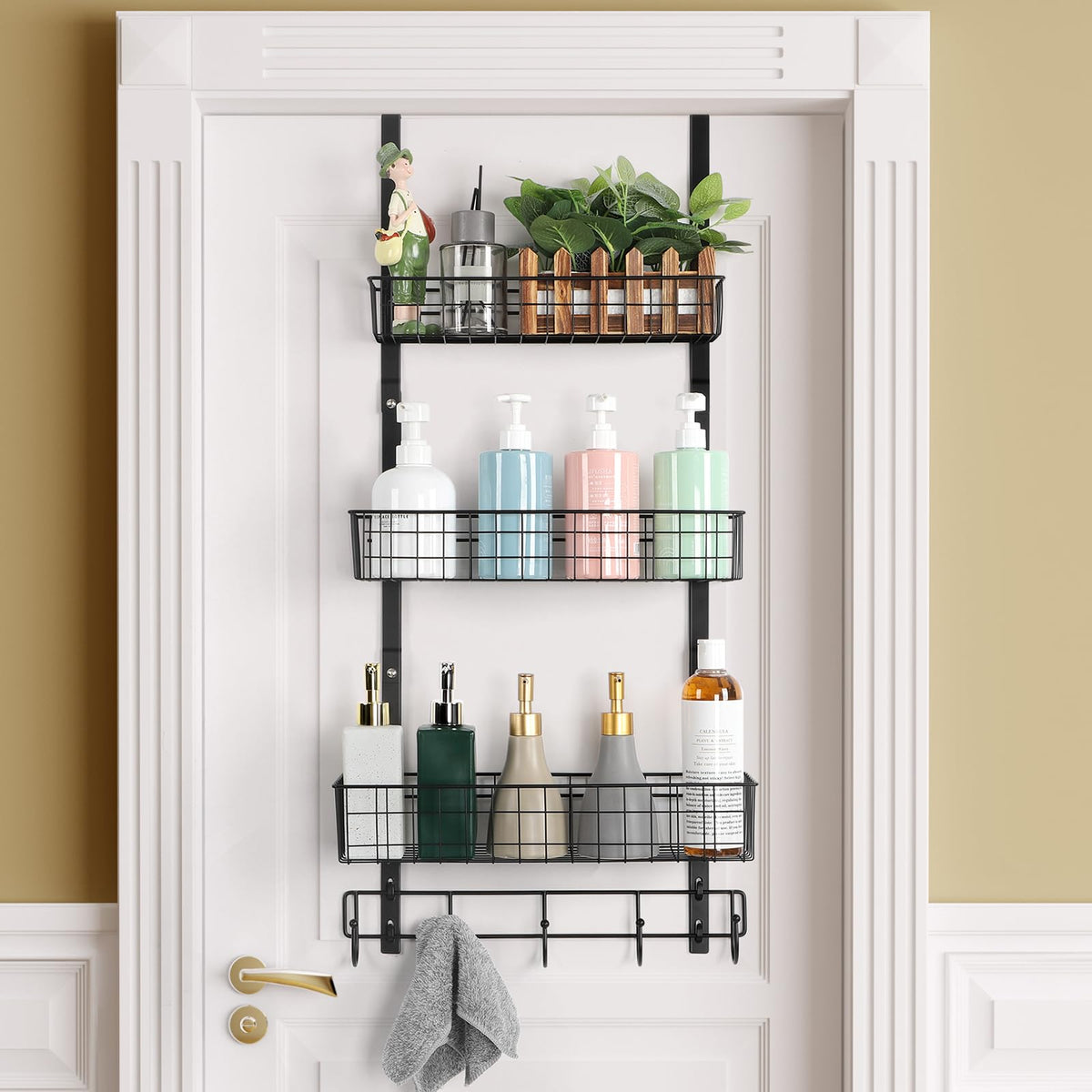 ETELI over-door pantry organizer with three baskets for organized kitchen storage.