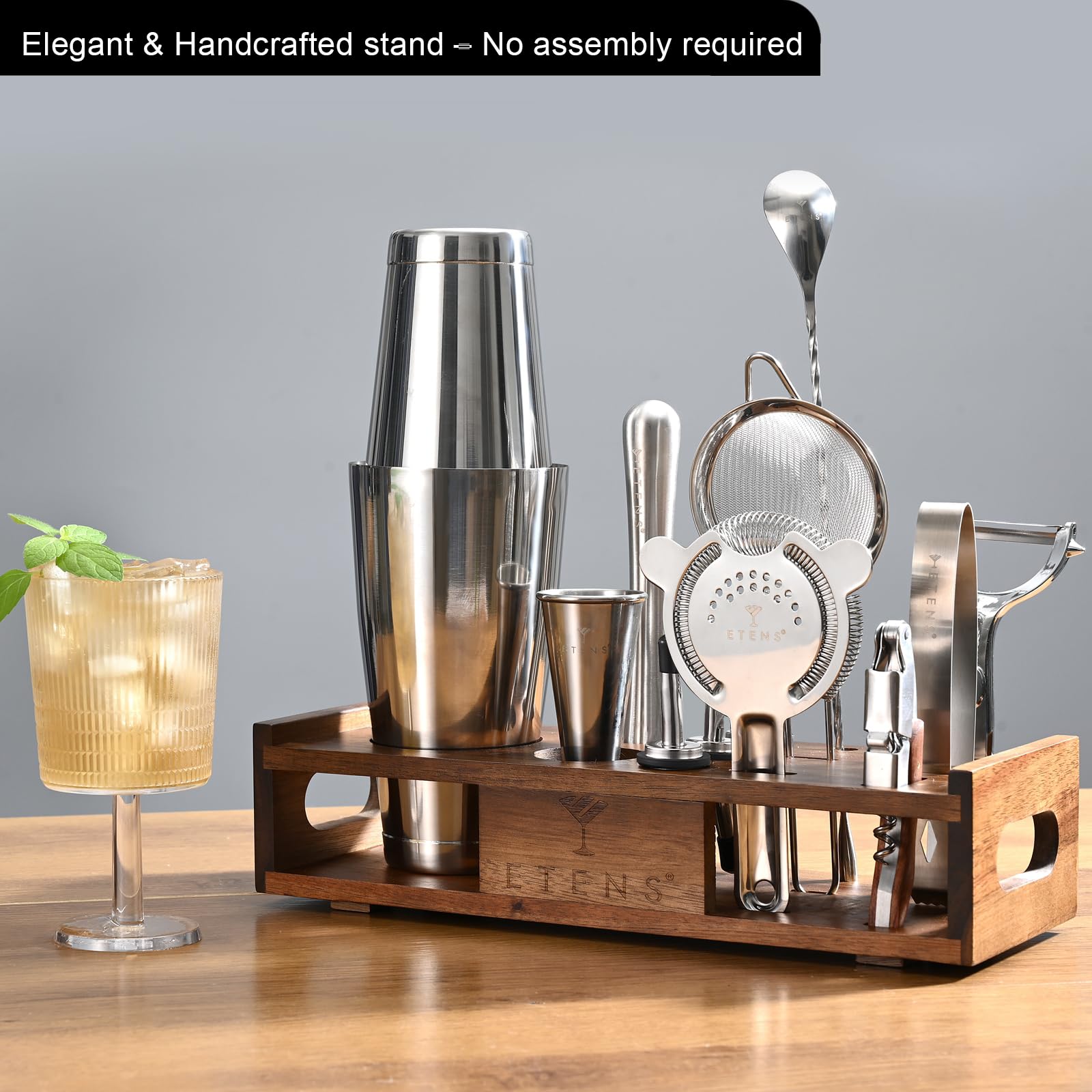 Etens Hawthorn strainer close-up for smooth pours and balance