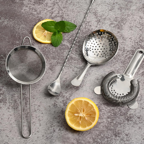 Etens Hawthorne strainer with removable spring enables precise, pulp-free pours.