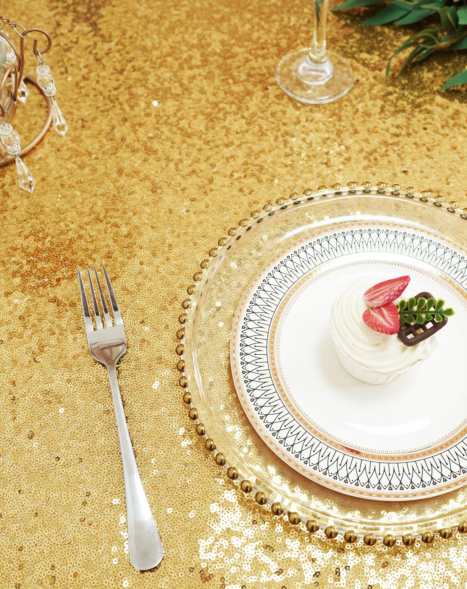 Eternal Beauty Gold Tablecloth storage ready after event use