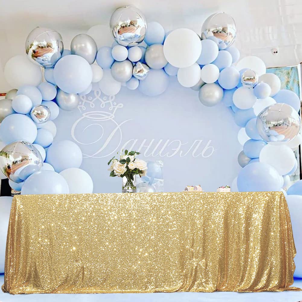 Eternal Beauty Gold Tablecloth underlay with white cloth boosts glow