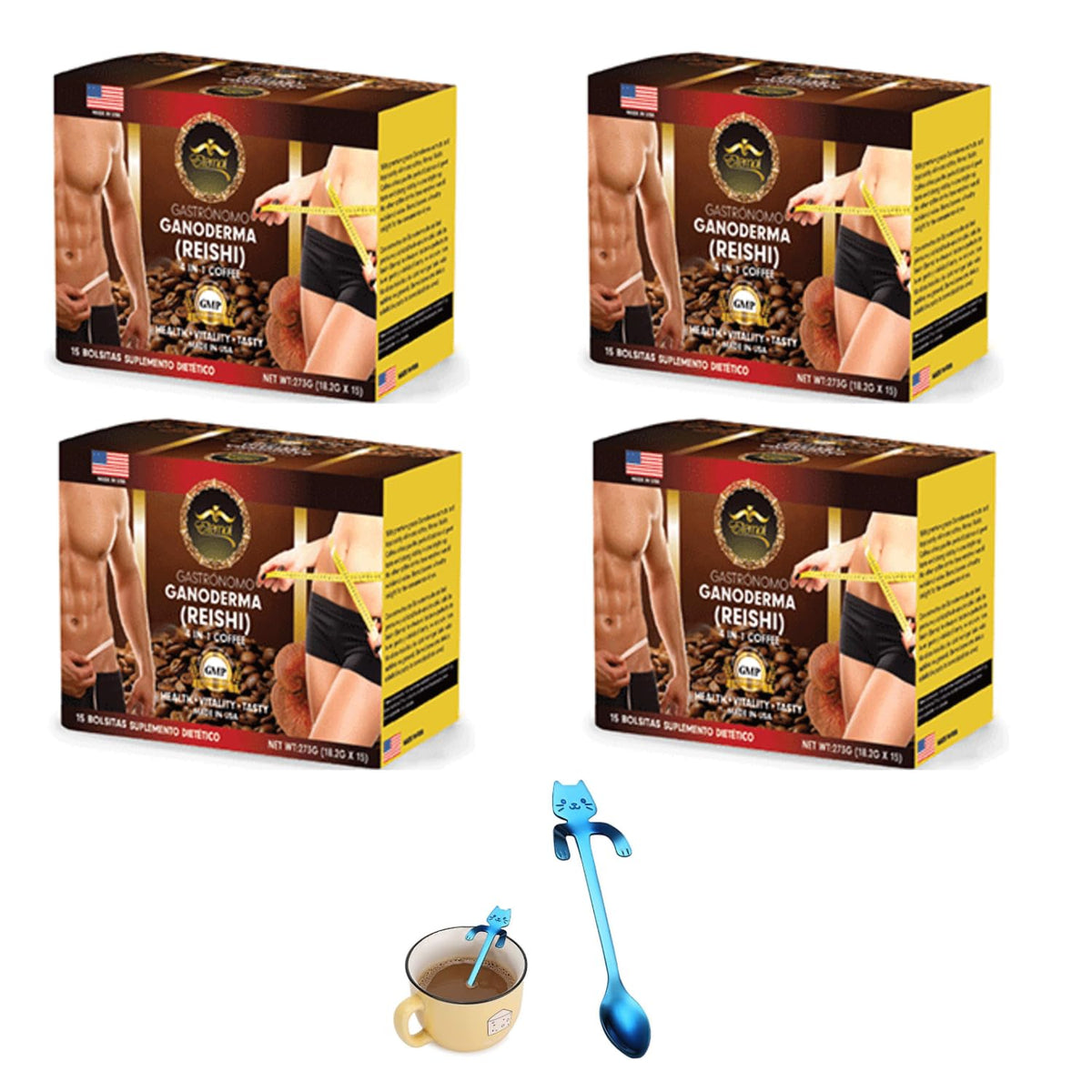 Eternal Spirit Beauty Ganoderma coffee packaging close-up for a quick morning boost.