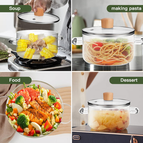 Eternelovery 60oz cooking pot capacity ideal for noodles and soups