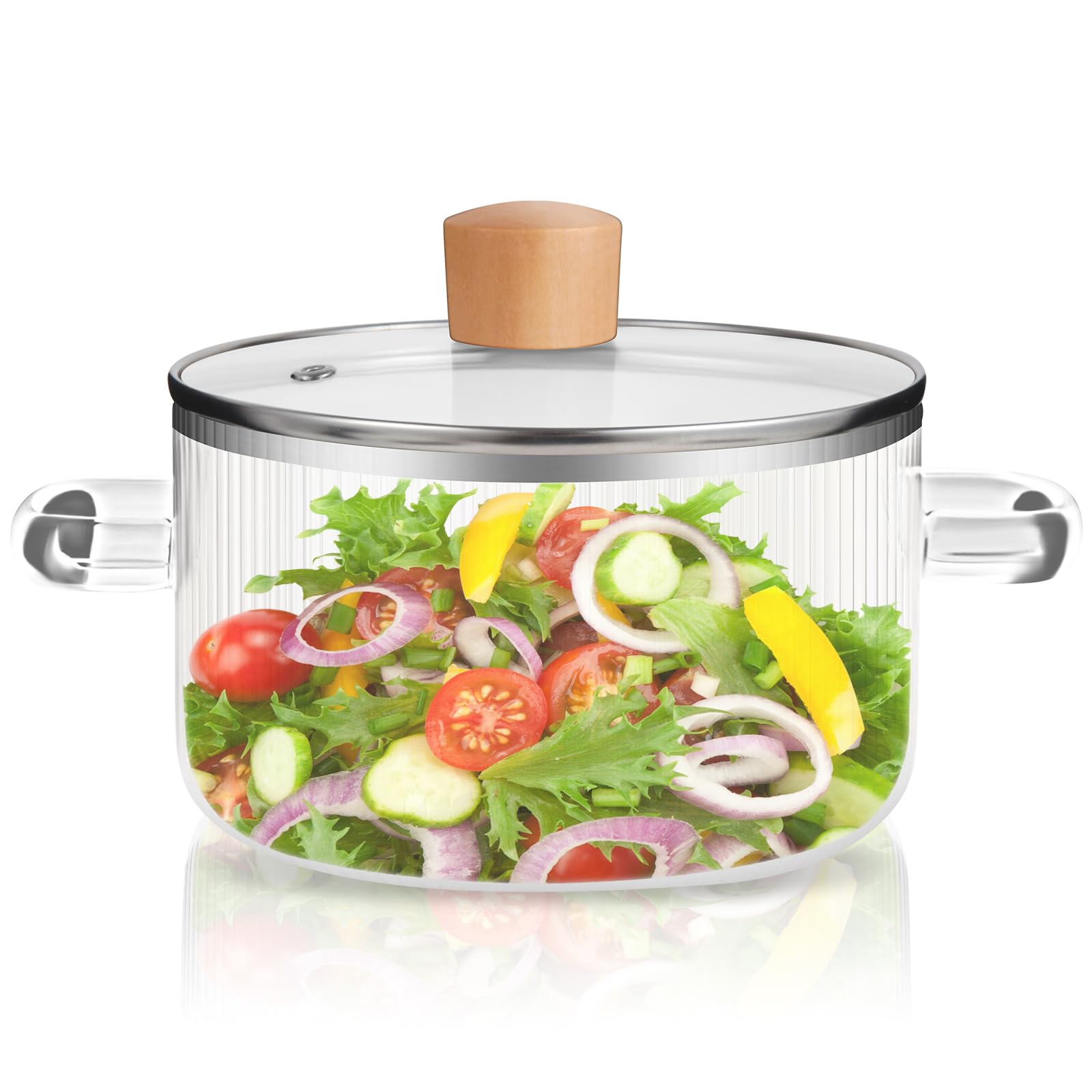 Eternelovery glass cooking pot base view shows even heat distribution for soups
