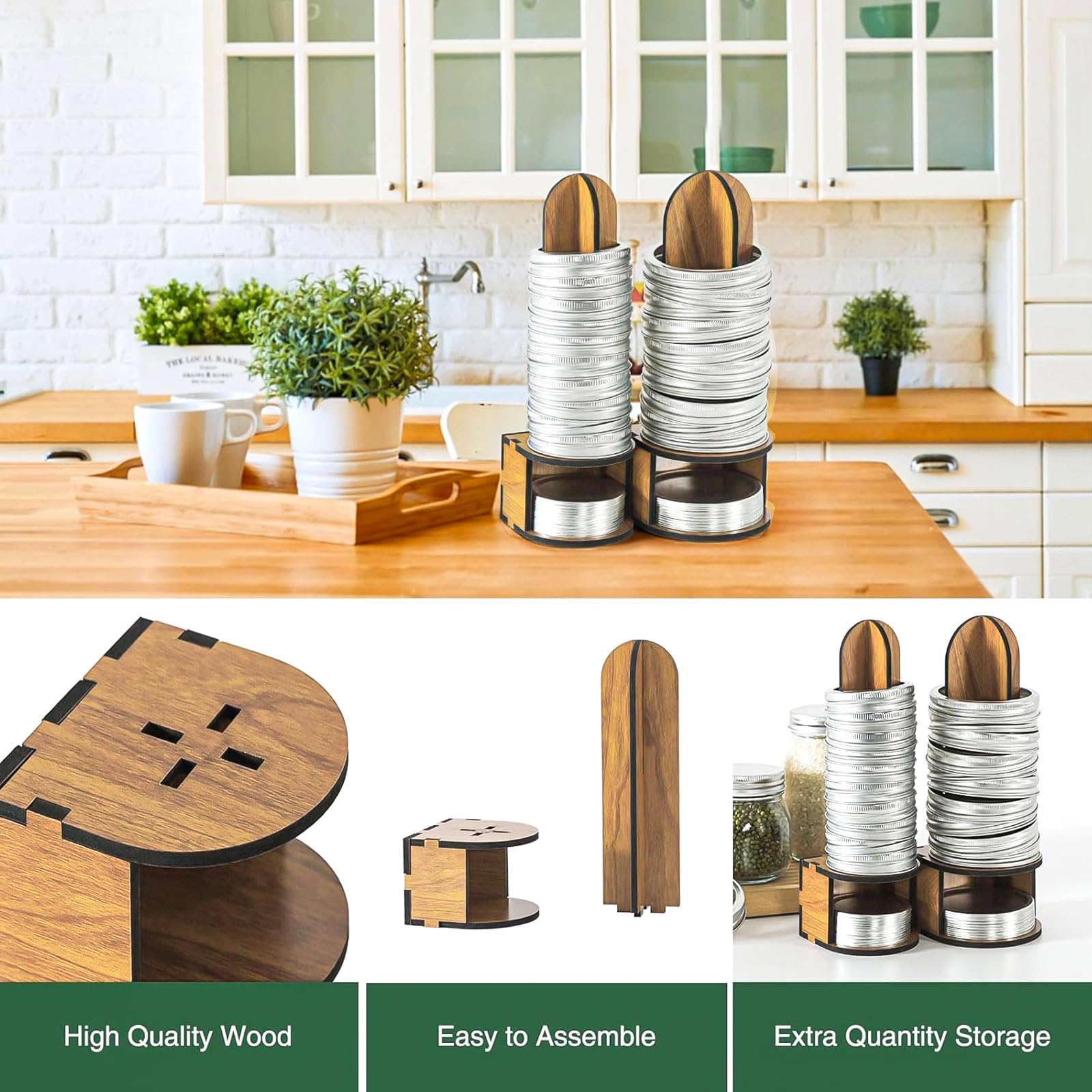 Ethlomoer handcrafted assembly and easy-clean wooden lid rack.