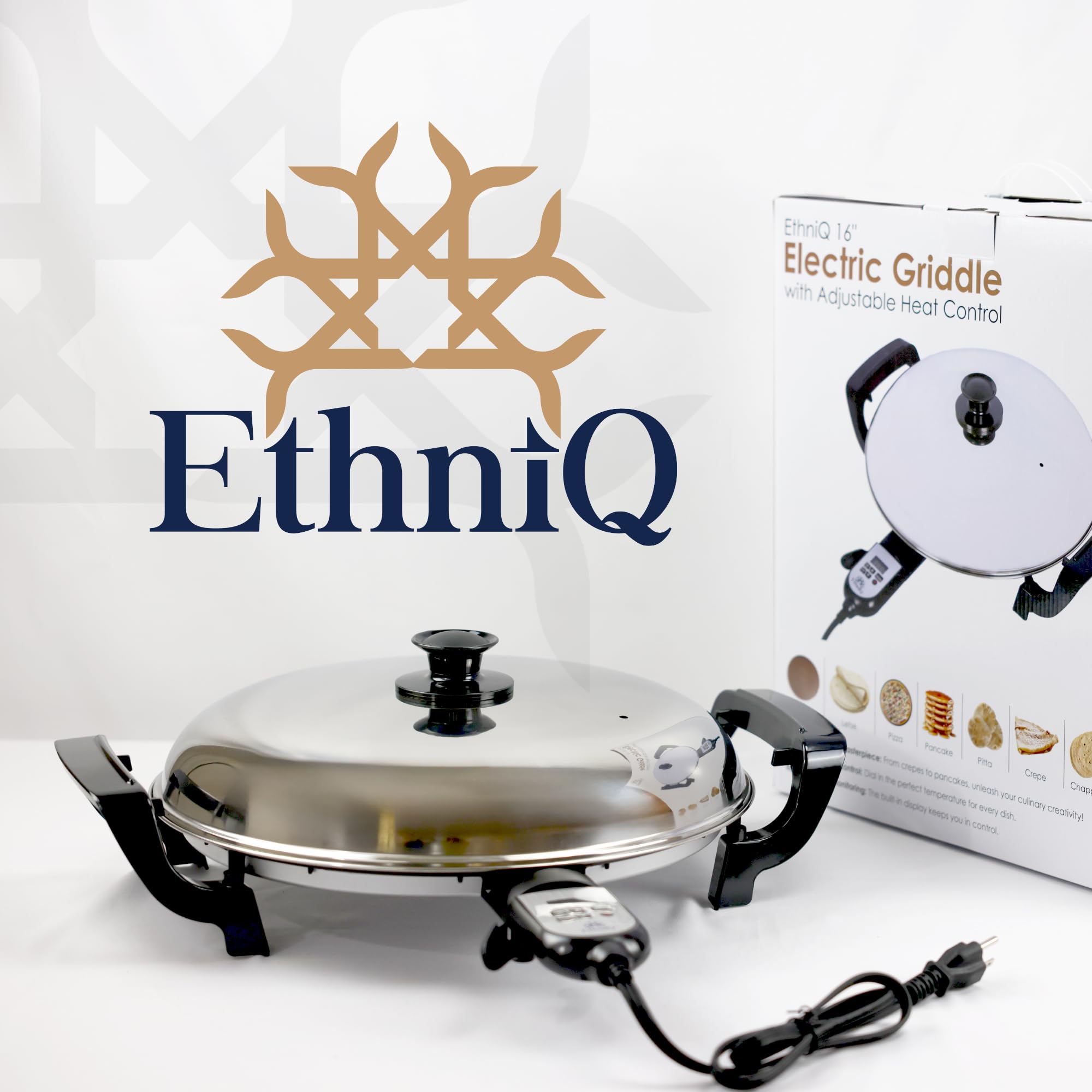 ETHNIQ 16in electric griddle features a beginner-friendly design