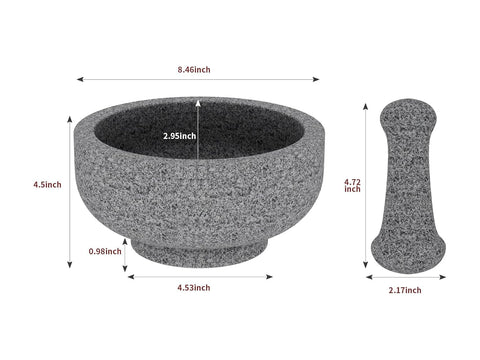Etholive granite mortar surface shown with sturdy bottom for steady grinding.