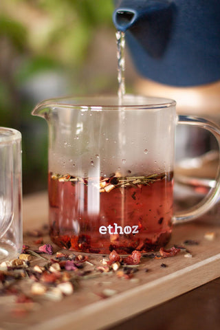 Ethoz loose-leaf brewing setup demonstrates effortless steeping with consistent flavor.