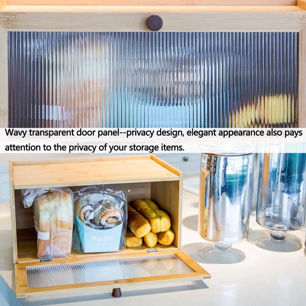 ETMI bamboo bread box flat top design for extra surface space