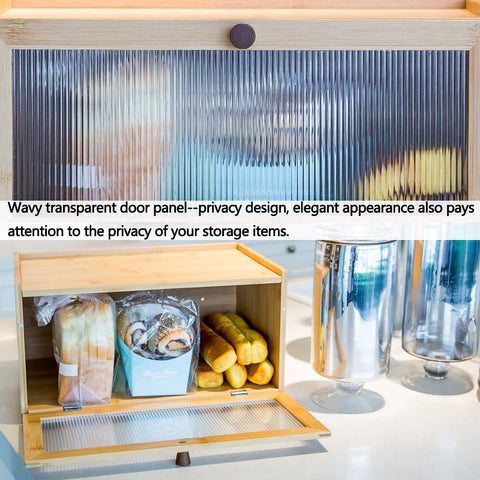 ETMI bamboo bread box flat top design for extra surface space