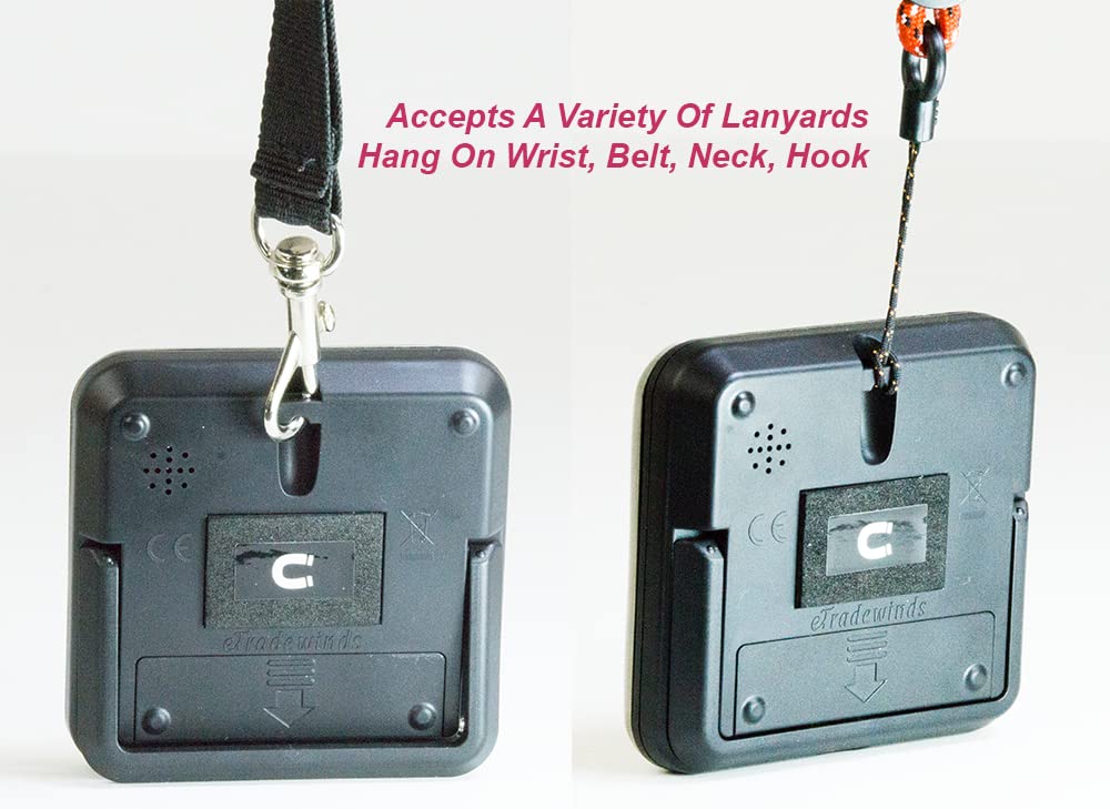 eTradewinds Plumberry timer with lanyard attachment for portable use.