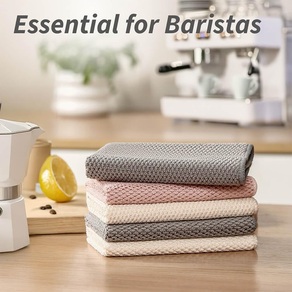 EubooTree barista towels set in grey for daily coffee bar maintenance.