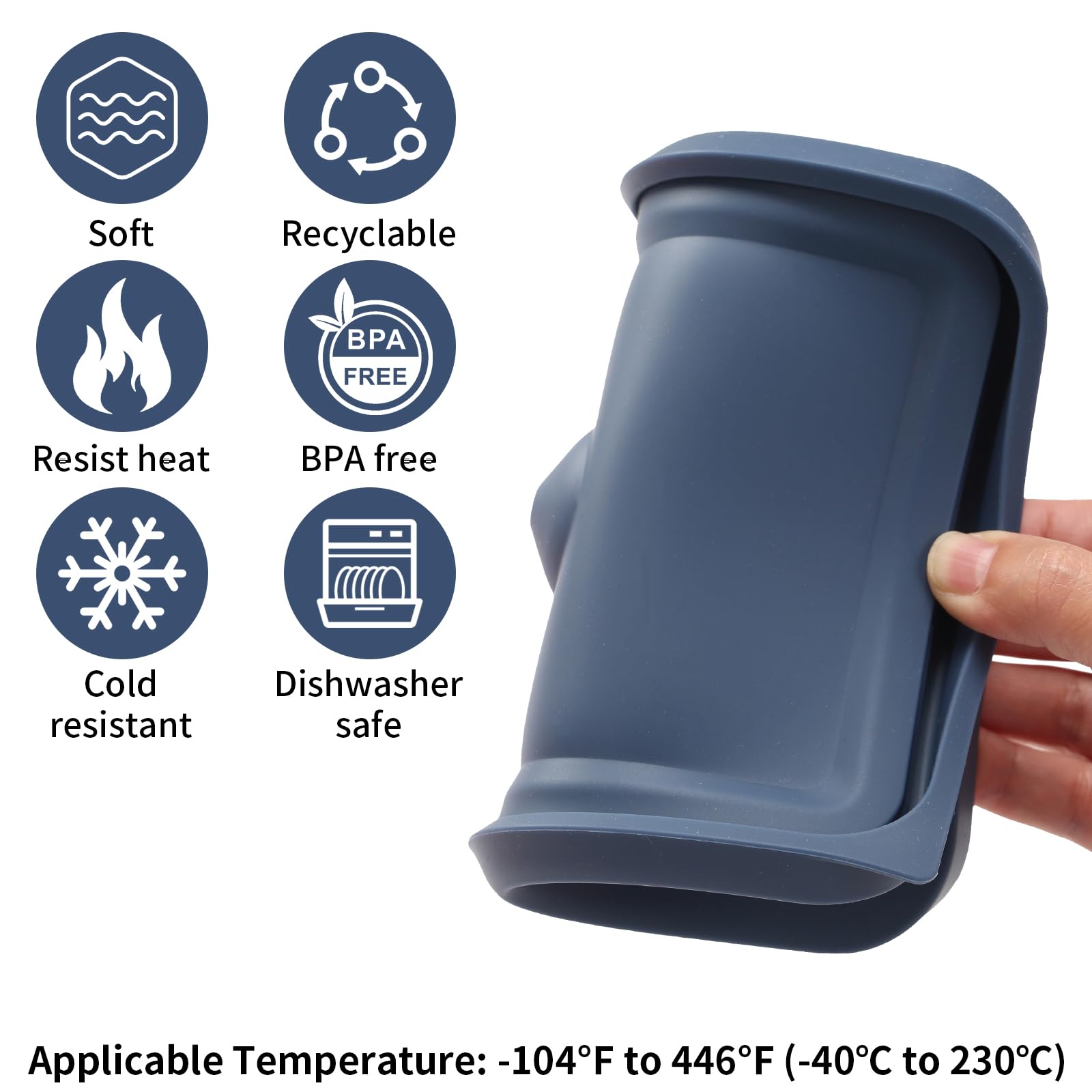 Dishwasher-safe silicone lids by EuChoiz for quick cleaning.