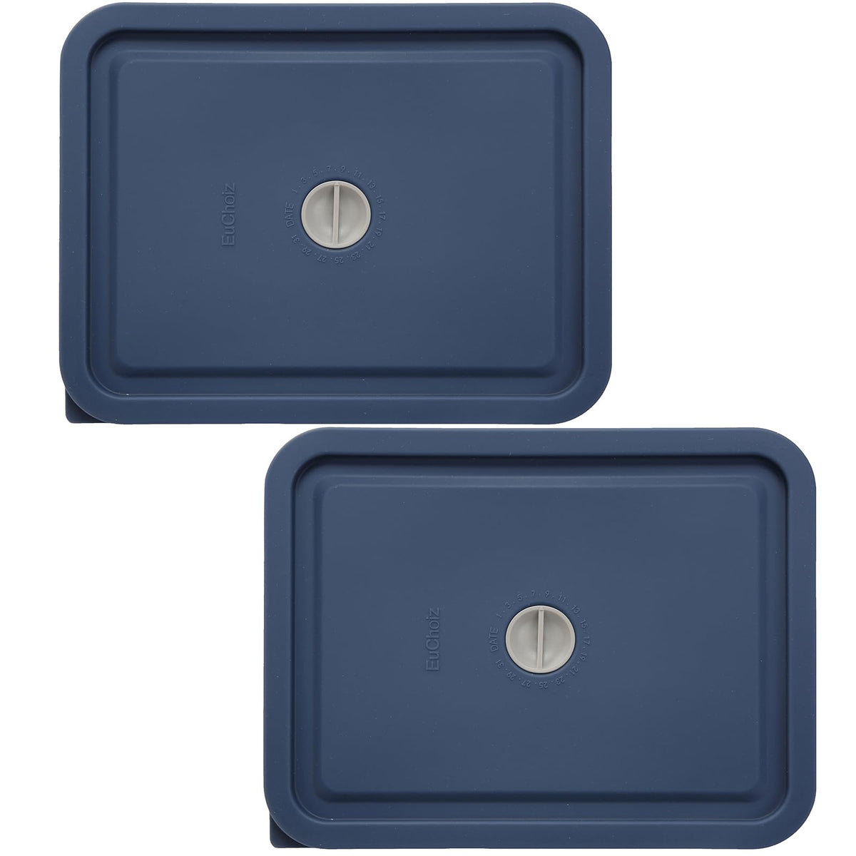 EuChoiz Pyrex 7211-PC lid close-up with dark blue silicone seal for airtight storage