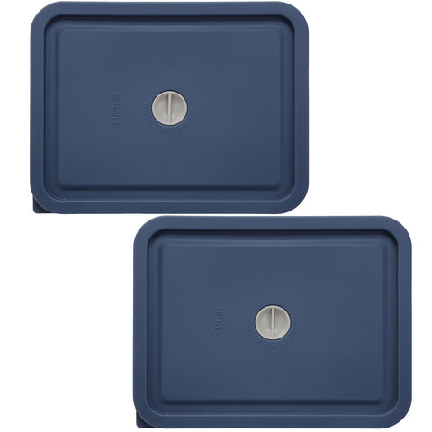 EuChoiz Pyrex 7211-PC lid close-up with dark blue silicone seal for airtight storage