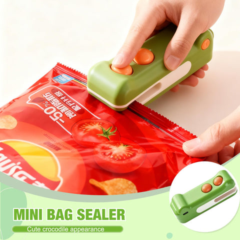 EuftEale mini sealer in action sealing a bag quickly.
