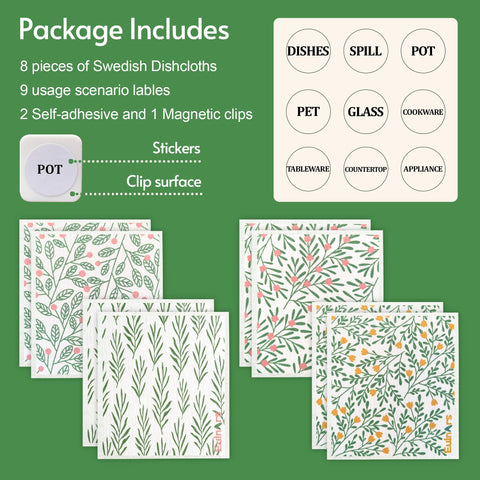 Patterned Eulnars Swedish dishcloths in multiple styles
