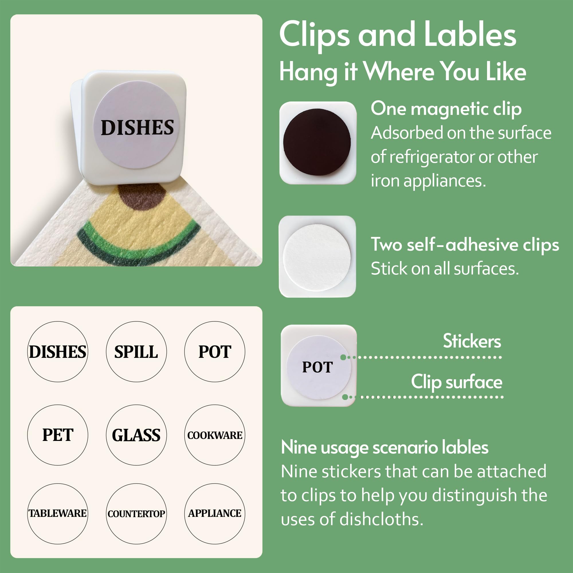 Eulnars labeling tags for organizing cloths by task or zone.