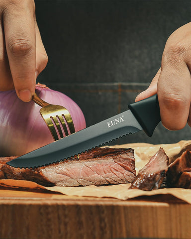 EUNA chef knife designed for versatile kitchen tasks with balance.