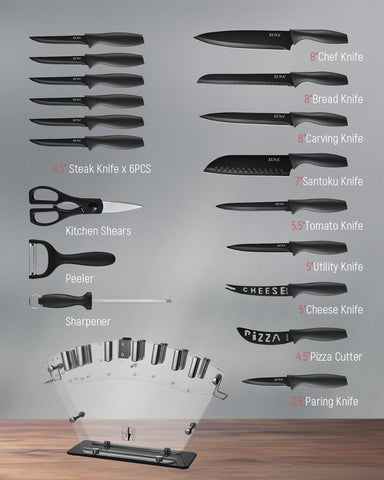 EUNA blades made from high-carbon stainless steel for precise cuts.