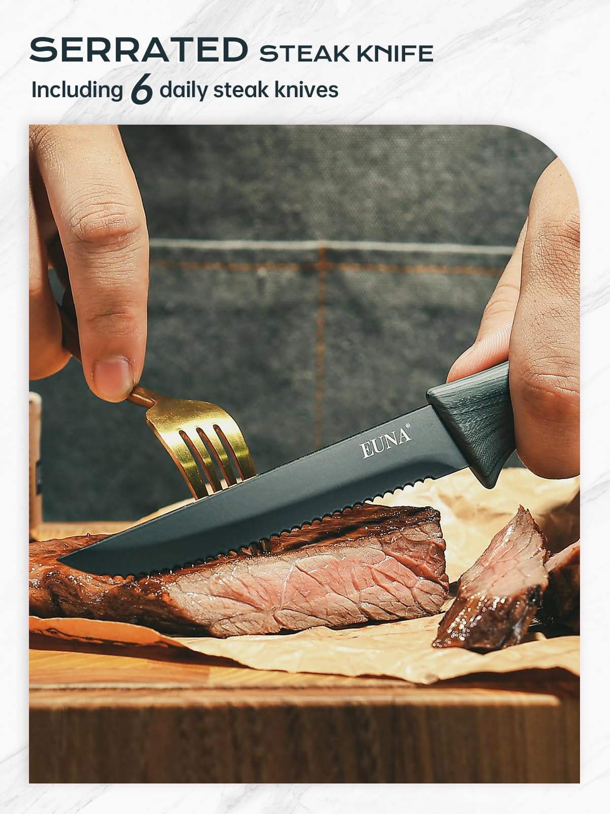 EUNA Carving knife captures smooth carving and edge retention.