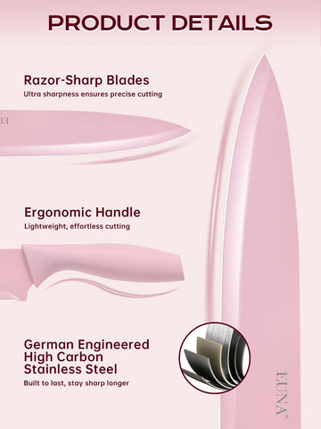 EUNA chef knife for precise chopping of vegetables and proteins.