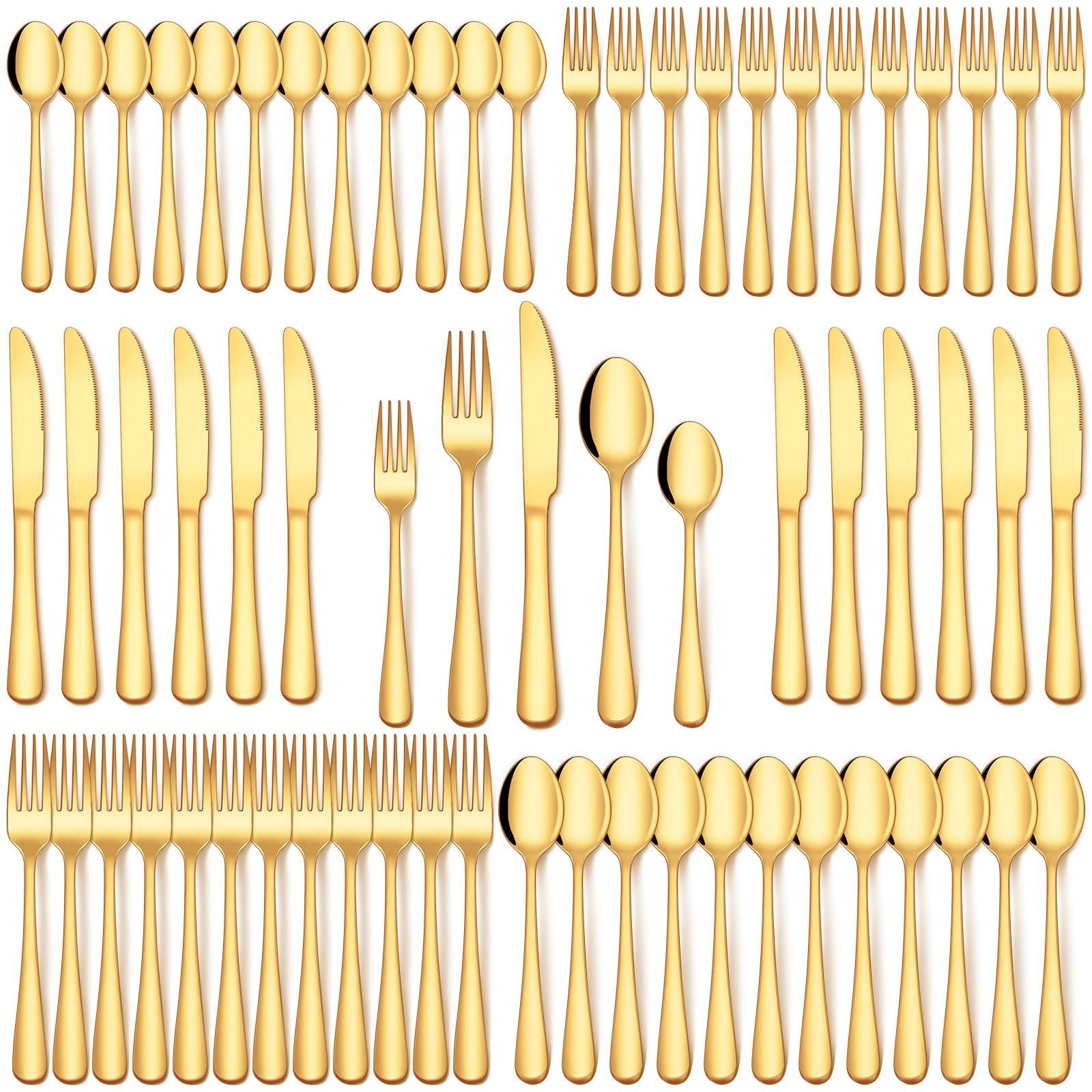 EUIRIO 60-piece gold silverware set for 12, elegant dinner for gatherings