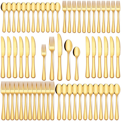 EUIRIO 60-piece gold silverware set for 12, elegant dinner for gatherings
