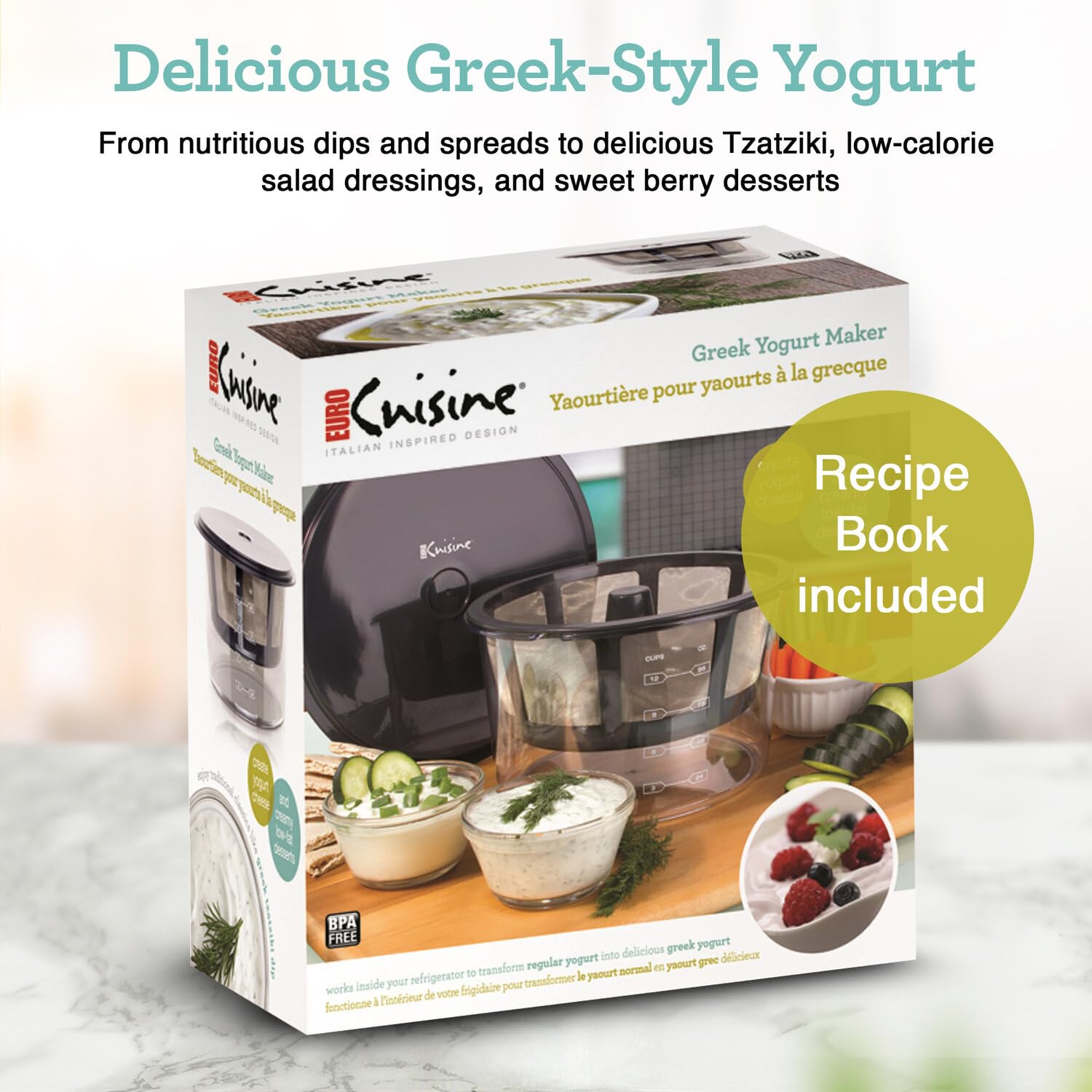 Euro Cuisine GY60 BPA-free design supports safe, homemade yogurt making.