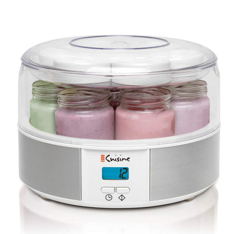 Euro Cuisine YMX650 yogurt maker on counter for convenient homemade yogurt