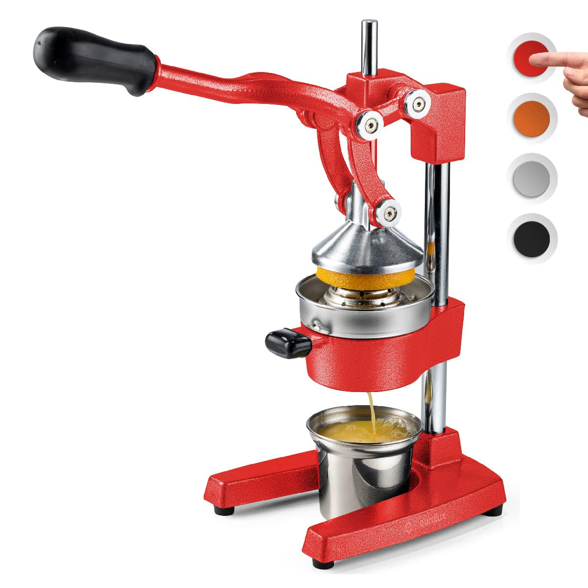 Eurolux cast iron citrus juicer front view showing sturdy construction for high-volume use