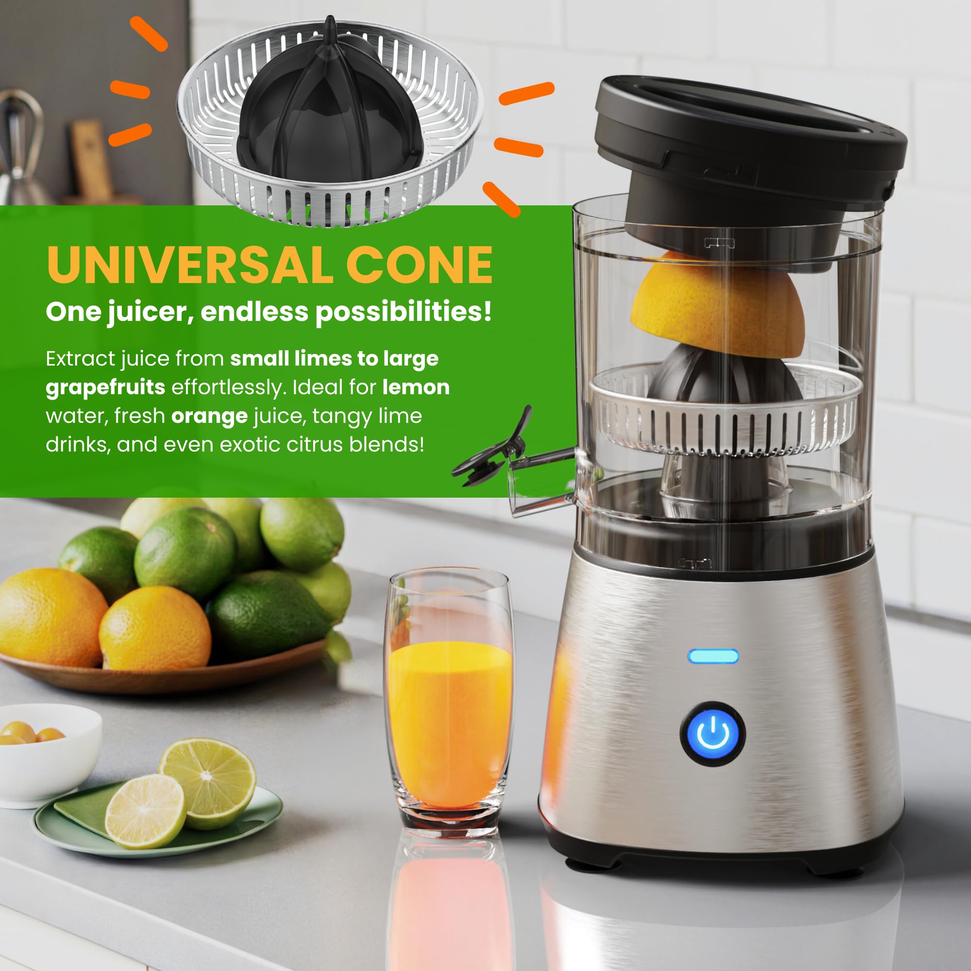 Removable parts on Eurolux juicer allow quick cleaning after use.