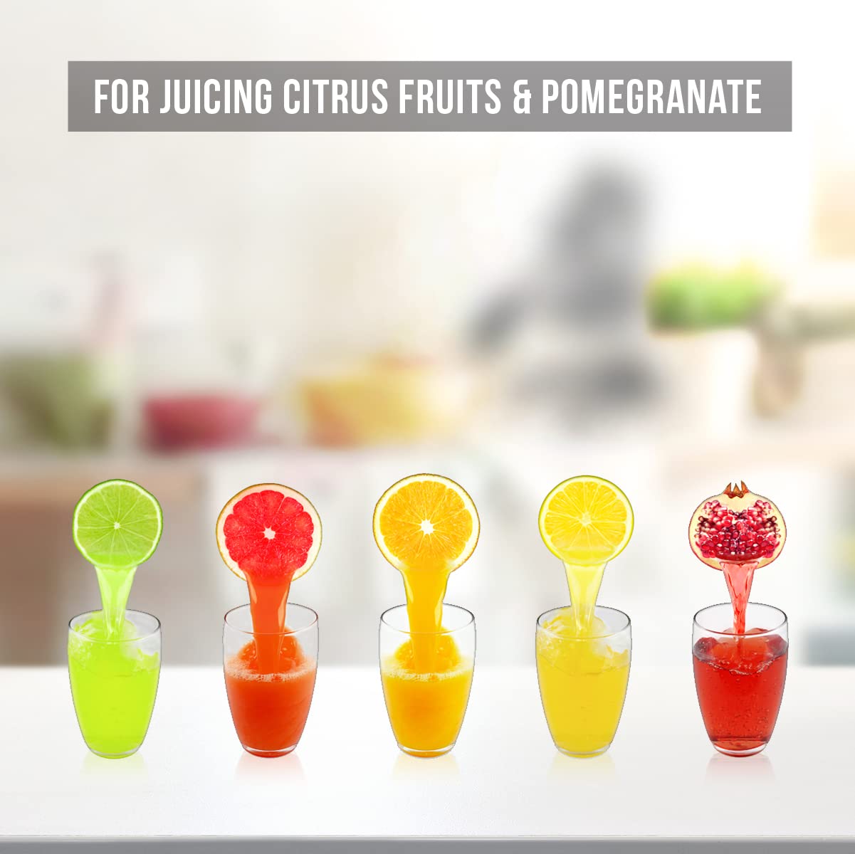 Stainless cup catches juice for direct recipes and drinks.