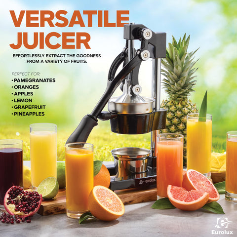 Eurolux juicer dishwasher-safe parts simplify cleaning after use.