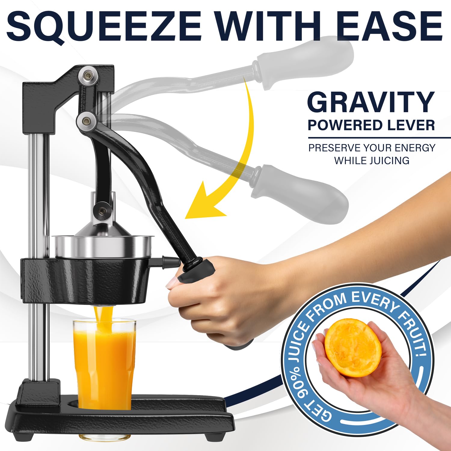 Eurolux juicer stainless-steel cup catches fresh juice without guesswork.