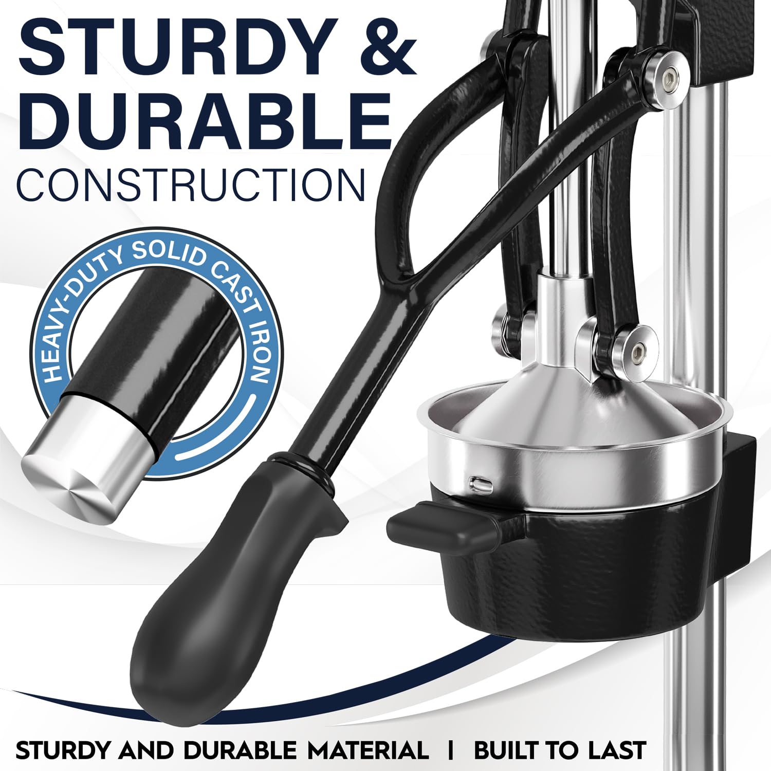 Eurolux juicer suction cups bottom keep the unit stable during pressing.